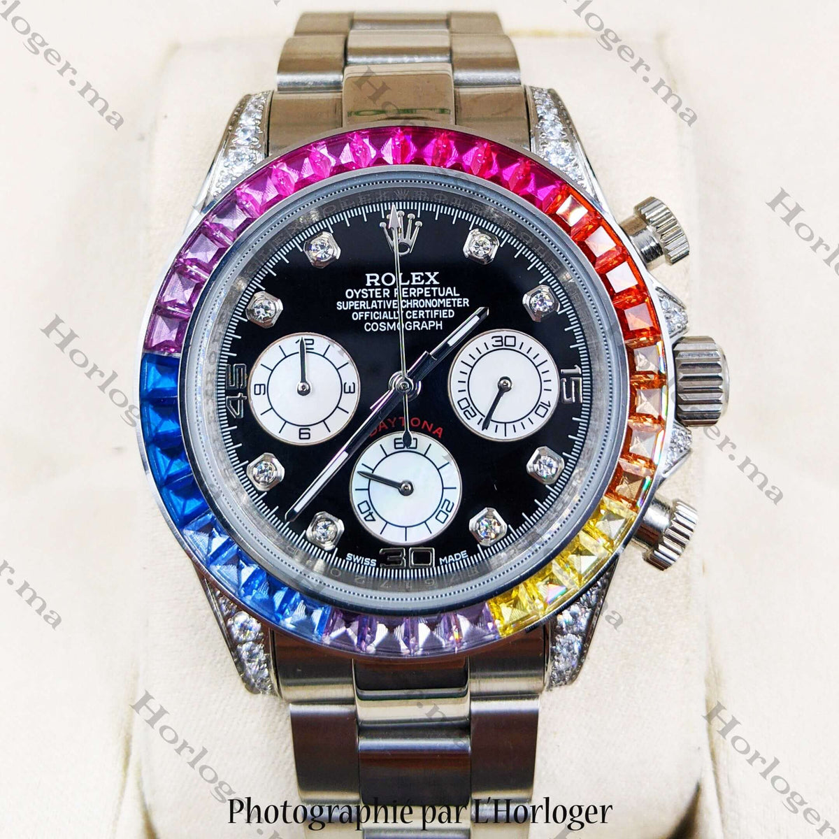 Rolex Daytona Silver Rainbow Diamond