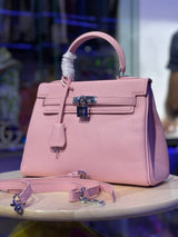 SAC HERMÈS KELLY RETOURNE EN VRAI CUIR ROSE