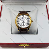 DRIVE DE CARTIER Brown Leather Gold White Dial