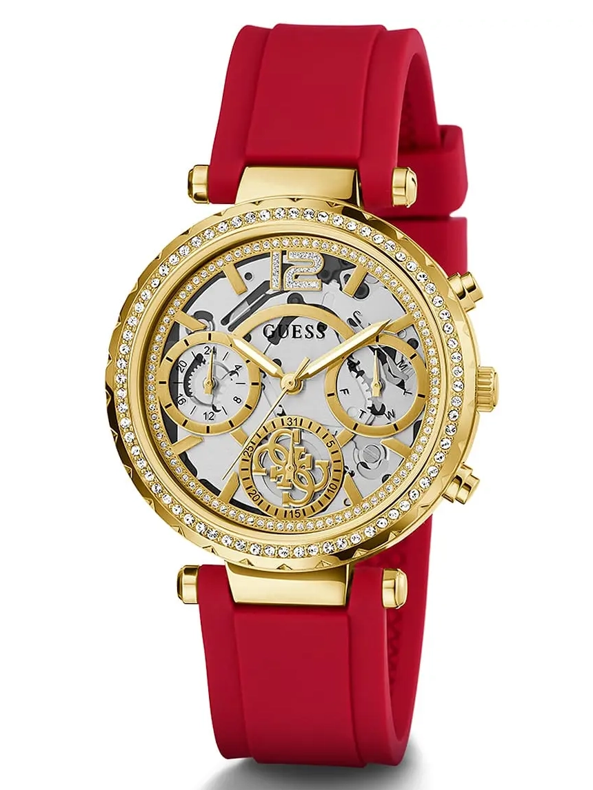 gw0484l1-guess-watch-women-transparent-dial-rubber-red-strap-quartz-battery-analog-solstice_6.webp Montre Femme GUESS GW0484L1 – design fin - Image 1