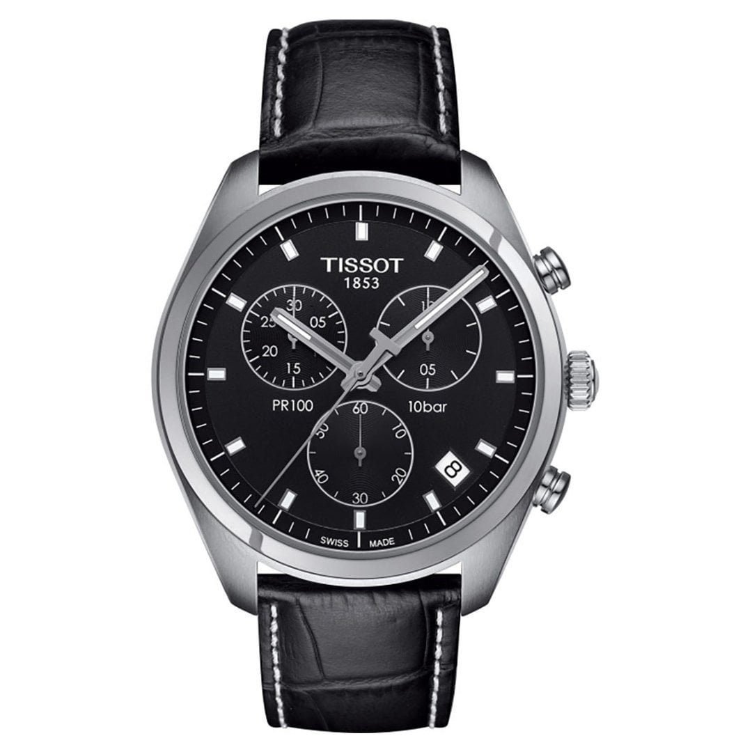 montre-tissot-pr100-t1014171605100-prix-promo-maroc-casablanca-1.jpg Montre Homme TISSOT 1853 – Cuir noir - Image 1
