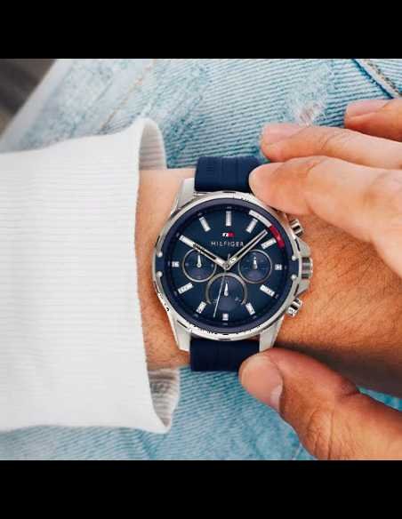 Tommy Hilfiger Men's Watch 1791791 blue silicone strap – Montre Homme - Image 4