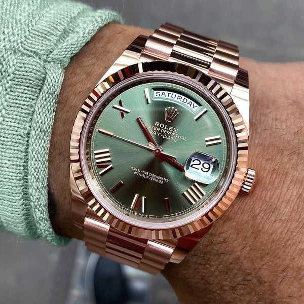 Montre Rolex DayDate 40 Olive Rose Gold Pour Homme - Image 8