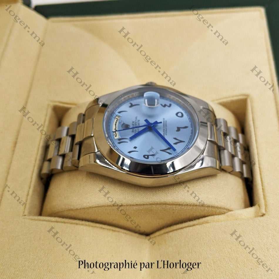 Rolex Day-date Ice blue Arabic Dial – Montre Homme - Image 4