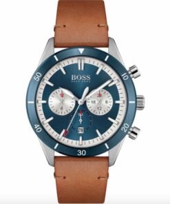 Hugo Boss Santiago pour homme en cuir tabac – Montre Homme