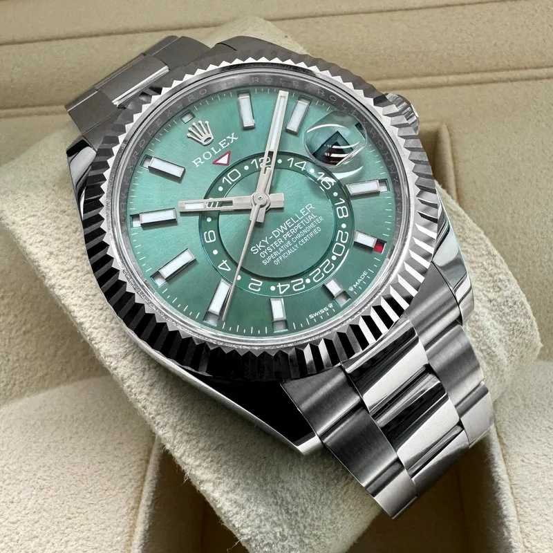 Rolex Sky-dweller Oyster Argenté Vert – Montre Homme - Image 3