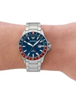 Alternative view of Emporio Armani Men’s GMT Dual Time Silver Stainless Steel – Montre Homme