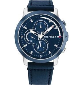 Tommy Hilfiger Jameson Montre Homme Multifonction Acier Cuir Bleu 1792051