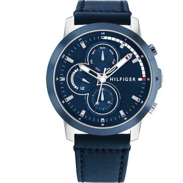 Tommy Hilfiger Jameson Montre Homme Multifonction Acier Cuir Bleu 1792051
