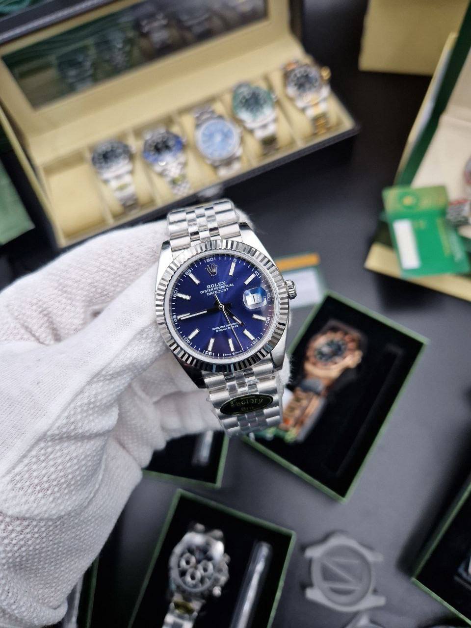 Bracelet en acier Datejust BLEU VIF – Montre Homme - Image 5