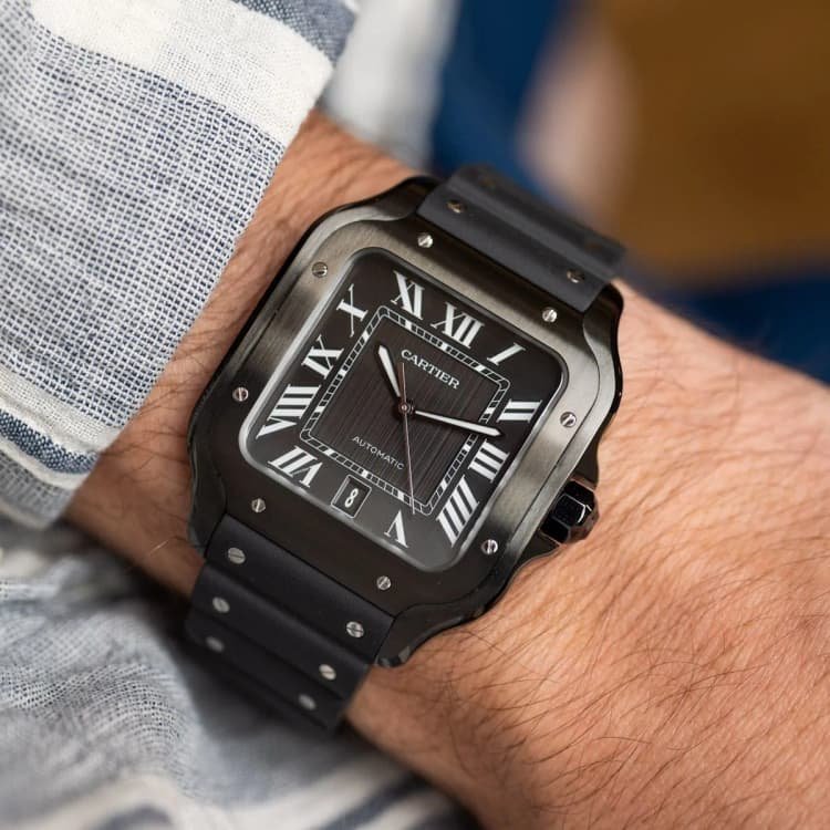 Montre Santos de Cartier Grand modèle, mouvement automatique, acier ADLC – Montre Homme - Image 5