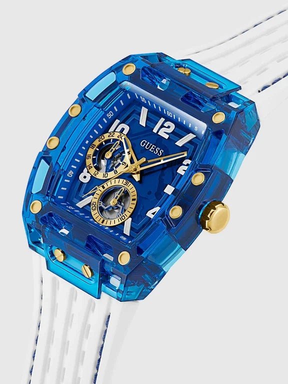 GUESS Mens White Blue Multi-function Watch – Montre Homme - Image 3