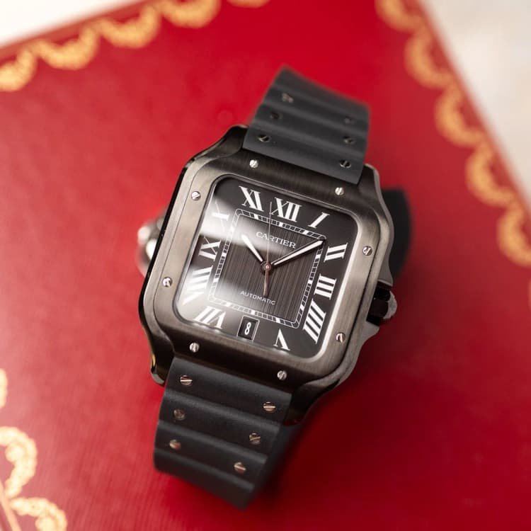 Montre Santos de Cartier Grand modèle, mouvement automatique, acier ADLC – Montre Homme - Image 4