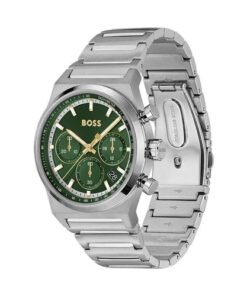 Alternative view of Montre chronographe à cadran vert en acier argenté – Montre Homme