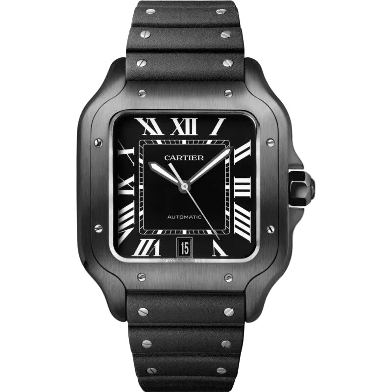 Montre Santos de Cartier Grand modèle, mouvement automatique, acier ADLC – Montre Homme
