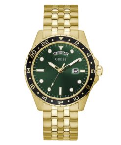 GUESS Mens Gold Tone Day/Date Watch – Montre Homme