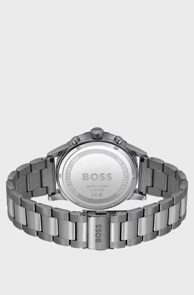 MONTRE CHRONOGRAPHE EN ACIER PLAQUÉ GRIS AVEC BRACELET À MAILLONS – Montre Homme - Image 3