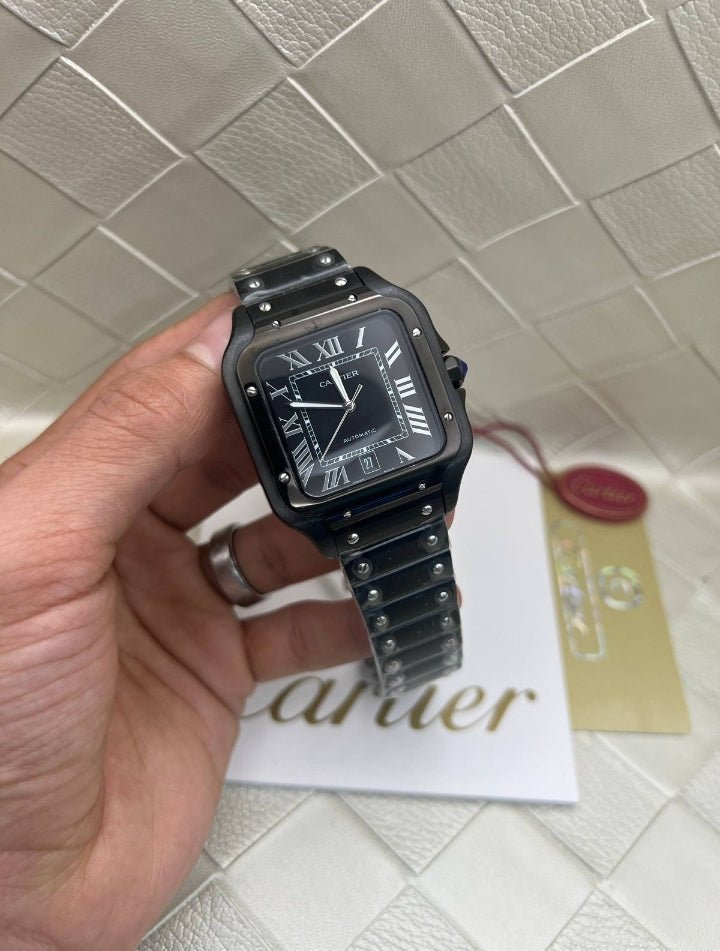 Montre Santos de Cartier Grand modèle, mouvement automatique, acier ADLC – Montre Homme - Image 6