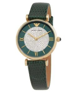 Montre Emporio Armani Gianni T-Bar Quartz Green, Silver Dial Ladies Watches – Montre Femme