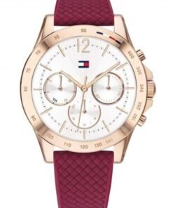 Montre Tommy Hilfiger Haven Quartz White Dial Red Rubber Strap Watch For Women – Montre Femme