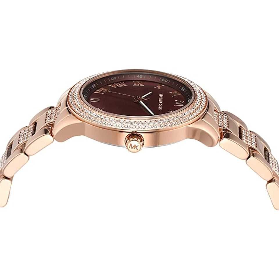 Montre MK Tibby Multifunction Crystals Maroon Dial Rose Gold Steel Strap Watch for Women - MK4685 – Montre Femme – Image 2