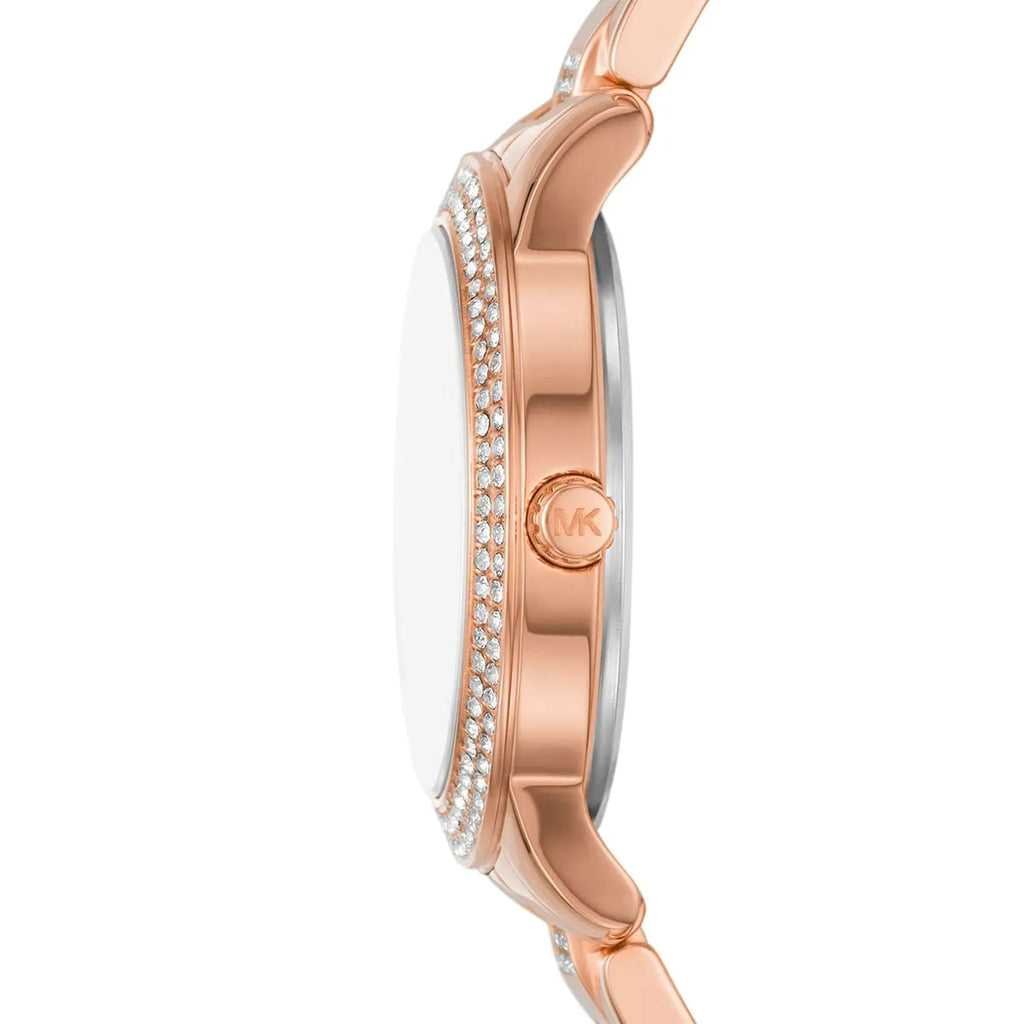 Montre MK Tibby Multifunction Crystals Maroon Dial Rose Gold Steel Strap Watch for Women - MK4685 – Montre Femme – Image 3