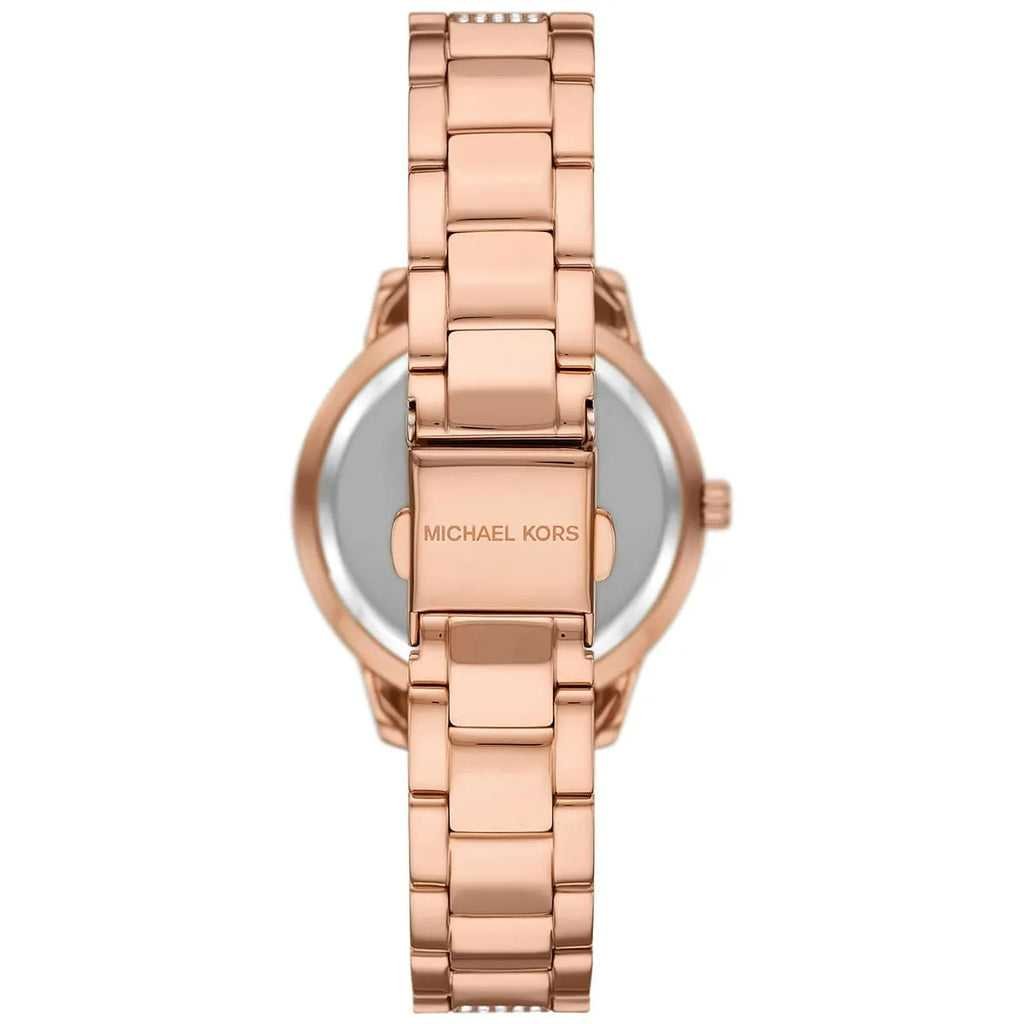 Montre MK Tibby Multifunction Crystals Maroon Dial Rose Gold Steel Strap Watch for Women - MK4685 – Montre Femme – Image 5