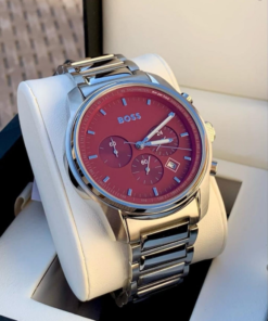 Alternative view of Hugo Boss Montre chronographe à cadran bordeaux et bracelet à maillons – Montre Homme