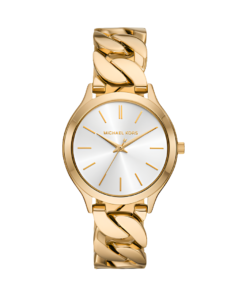 Michael Kors Montre Slim Runway dorée à maillons gourmette – Montre Femme