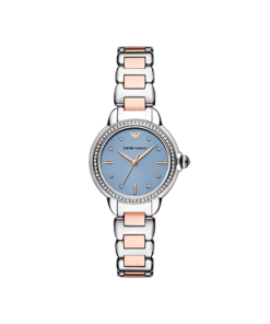 Montre Emporio Armani à trois aiguilles, en acier inoxydable, bicolore – Montre Femme