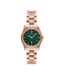 Montre Emporio Armani à trois aiguilles avec date, en acier inoxydable, doré rose – Montre Femme