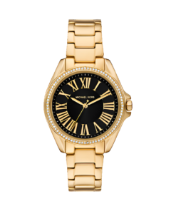 MK Montre Kaycie dorée à pierres pavées – Montre Femme