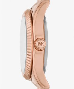 Alternative view of Michael Kors Petite montre Lexington ton or rose avec pierres pavées – Montre Femme
