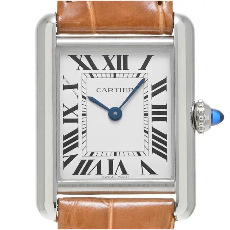 Montre Cartier Tank Must – Silver ceinture Brun – Montre Femme – Image 2