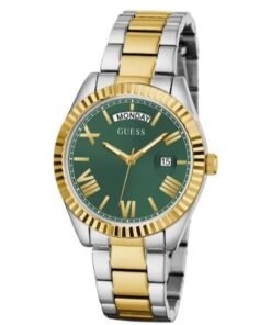 Alternative view of Montre Guess Luna à quartz avec cadran vert et bracelet en acier bicolore pour femme - GW0308L5