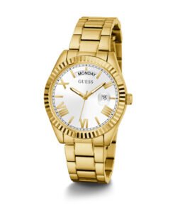 Alternative view of Montre Guess Luna avec cadran blanc et bracelet en acier doré pour femme - GW0308L2