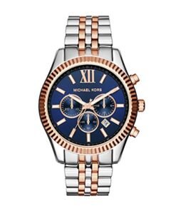 Michael Kors Lexington Montre à cadran bleu et bracelet en acier bicolore pour homme - MK8412