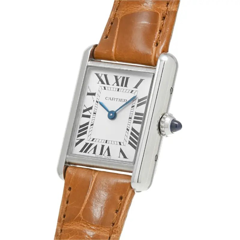 Montre Cartier Tank Must – Silver ceinture Brun – Montre Femme – Image 3
