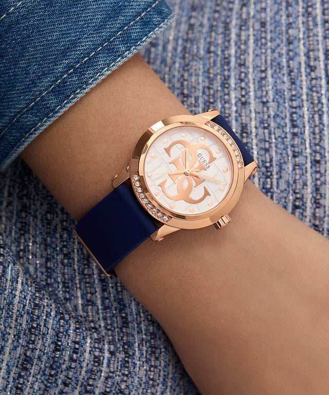 Montre analogique GUESS pour femme, bleu, or rose 36 mm – Image 6