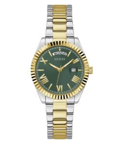 Montre Guess Luna à quartz avec cadran vert et bracelet en acier bicolore pour femme - GW0308L5
