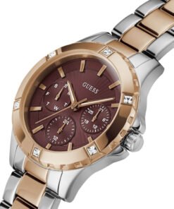 Alternative view of Montre Guess Mist analogique avec cadran marron et bracelet en acier bicolore pour femme - GW0723L2