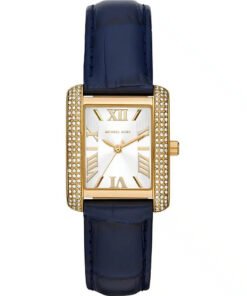 Montre Emery de Michael Kors à trois aiguilles, en cuir façon croco, bleu marine, MK2982 – Montre Femme