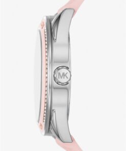 Alternative view of Michael Kors Outlet Montre Jessa surdimensionnée argentée à bracelet en silicone gaufré – Montre Femme